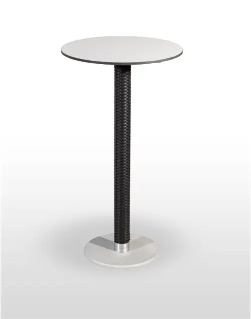 Mesa alta pie epoxi blanco, gris o negro, columna rattan PICASSO-H-EP 40Ø R