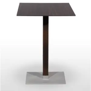 Mesa alta pie epoxi blanco, gris o negro, columna rattan PICASSO-H-E60X40R