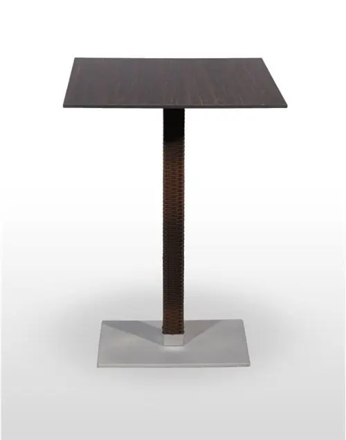 Mesa alta pie epoxi blanco, gris o negro, columna rattan PICASSO-H-E60X40R