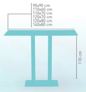 Mesa alta pie epoxi blanco, gris o negro, columna rattan PICASSO-H-E70X40R