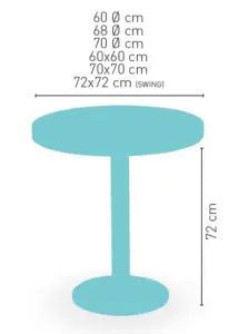 Mesa pie epoxi blanco, gris o negro, columna metal lacada PICASSO-E 40Ø LAC