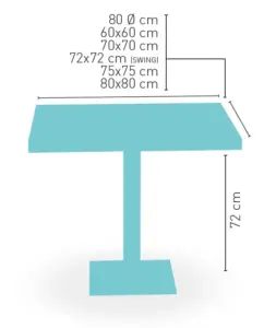 Mesa pie epoxi blanco, gris o negro, columna metal lacada PICASSO-E 40X40 LAC