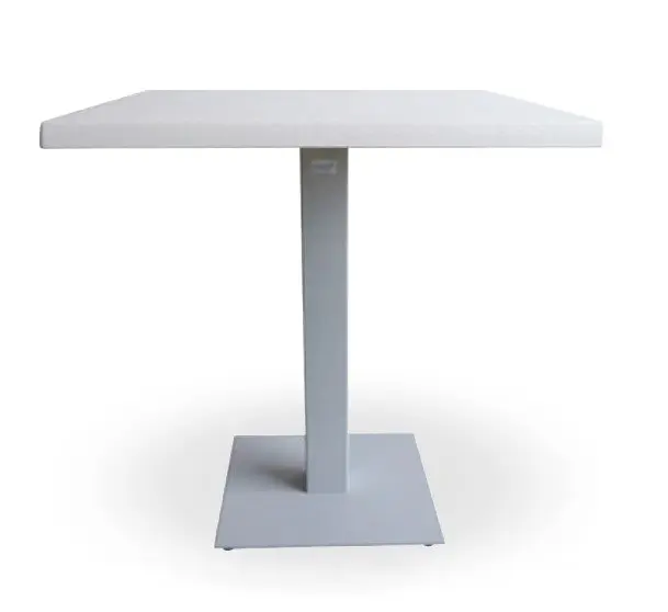 Mesa pie epoxi blanco, gris o negro, columna metal lacada PICASSO-E 40X40 LAC