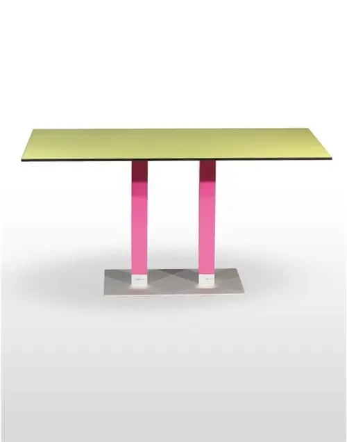 Mesa pie epoxi blanco, gris o negro, columna metal lacada PICASSO-E70X40LAC