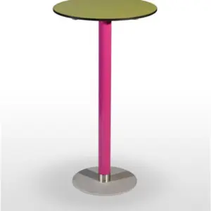 Mesa alta pie epoxi blanco, gris o negro, columna metal lacada PICASSO-H-E 40ØLAC