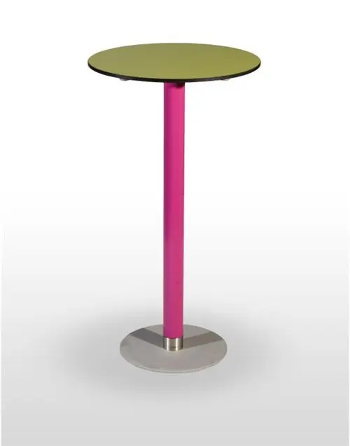 Mesa alta pie epoxi blanco, gris o negro, columna metal lacada PICASSO-H-E 40ØLAC