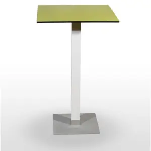 Mesa alta pie epoxi blanco, gris o negro, columna metal lacada PICASSO-H-E40X40L