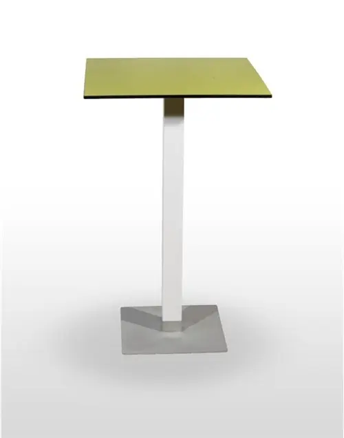 Mesa alta pie epoxi blanco, gris o negro, columna metal lacada PICASSO-H-E40X40L