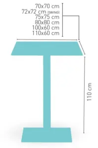 Mesa alta pie epoxi blanco, gris o negro, columna metal lacada PICASSO-H-E60X40L