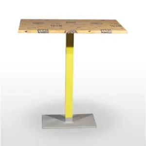 Mesa alta pie epoxi blanco, gris o negro, columna metal lacada PICASSO-H-E60X40L