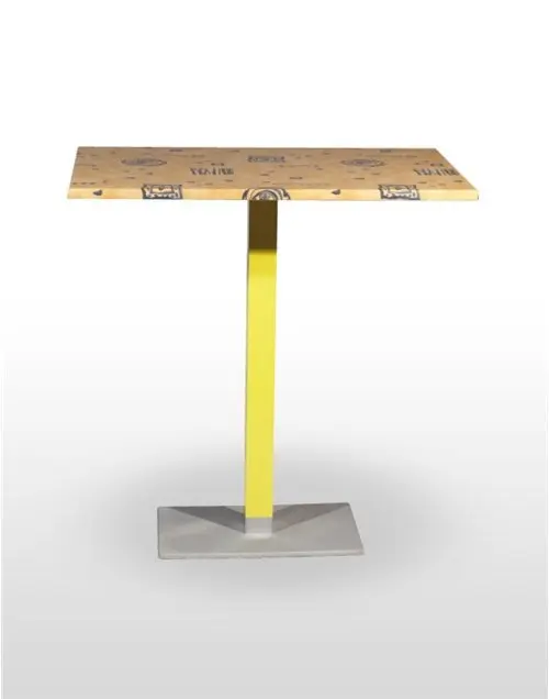 Mesa alta pie epoxi blanco, gris o negro, columna metal lacada PICASSO-H-E60X40L