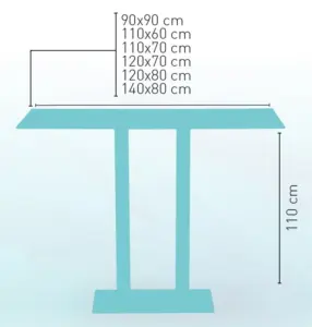 Mesa alta pie epoxi blanco, gris o negro, columna metal lacada PICASSO-H-E70X40L