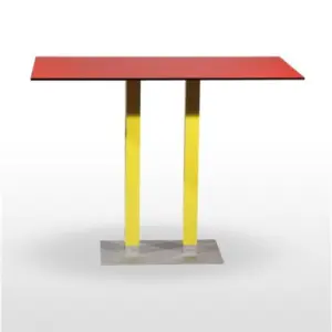 Mesa alta pie epoxi blanco, gris o negro, columna metal lacada PICASSO-H-E70X40L