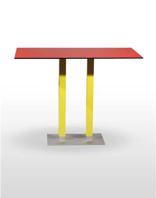 Mesa alta pie epoxi blanco, gris o negro, columna metal lacada PICASSO-H-E70X40L