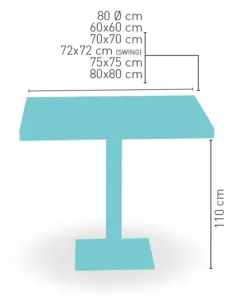Mesa alta pie epoxi base y columna carta colores PICASSO-H EP 40X40 C