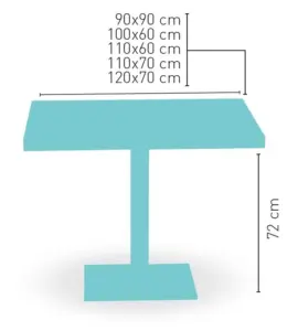 Mesa pie epoxi base y columna carta colores PICASSO EP 60X40 C