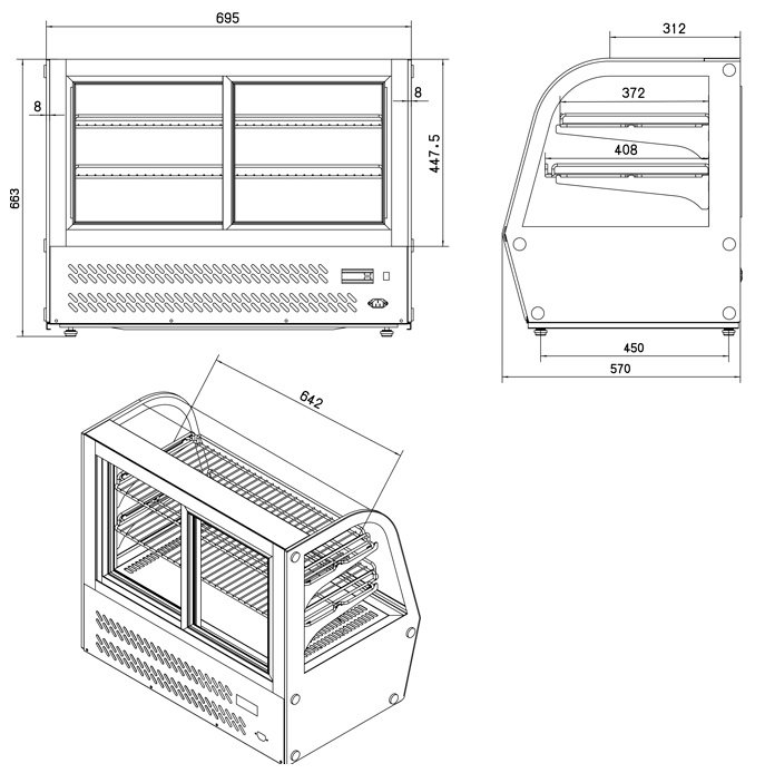 Vitrina Expositora Sobremesa de 100 litros +2°C a +8°C  VEPS-100  EDENOX