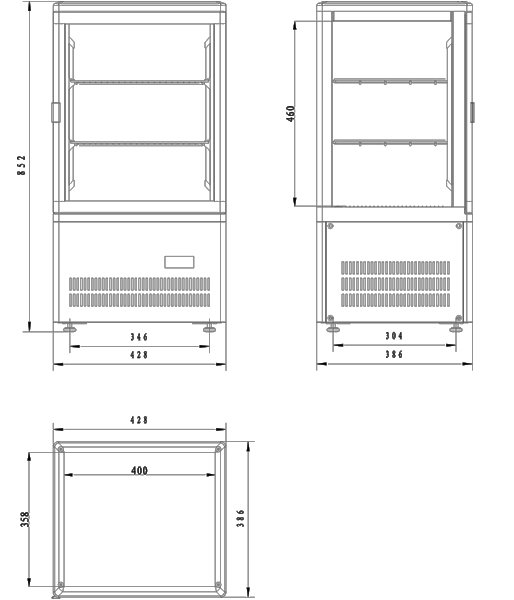Vitrina Expositora Vertical Sobremesa Refrigerada + 3°C a +8°C  VIVES-HC  EDENOX