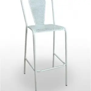 Taburete apilable con asiento y respaldo en rejilla metálica RETRO