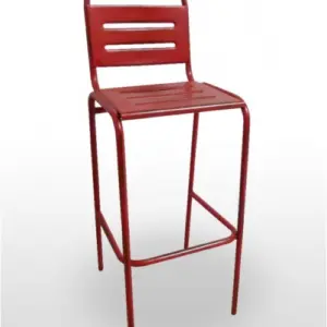 Taburete apilable con asiento y respaldo en rejilla metálica RETRO