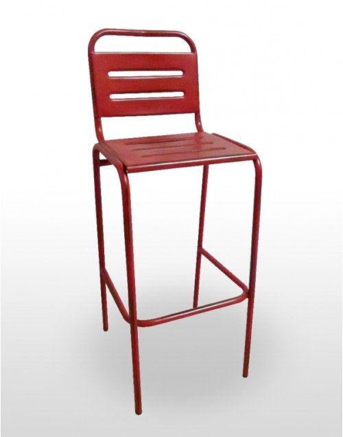 Taburete apilable con asiento y respaldo en rejilla metálica RETRO