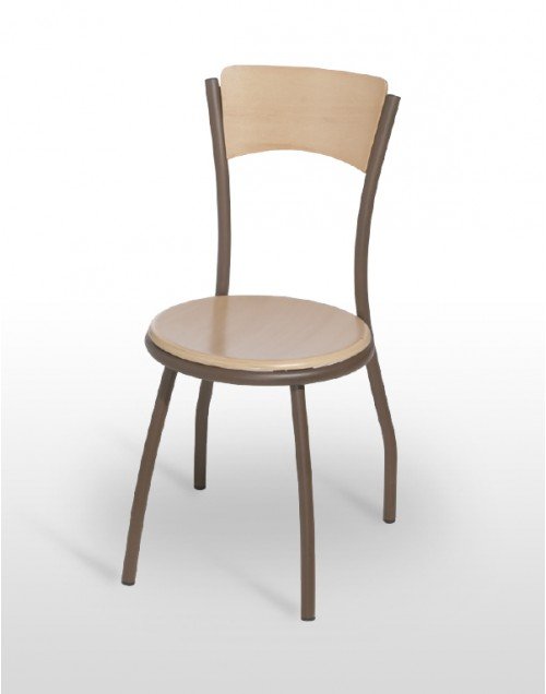 Silla con estructura tubular Con Copete de Madera Barnizada CINCINNATI