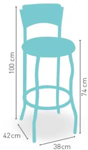 Taburete con estructura tubular Con Copete de Madera Barnizada TABURETE CINCINNATI