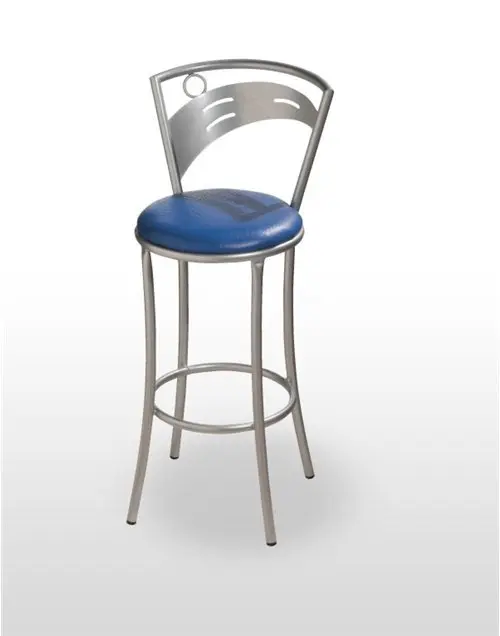 Taburete con estructura tubular con respaldo de madera barnizada TABURETE ÉVORA
