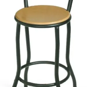 Taburete con estructura tubular y Copete de madera barnizada TABURETE CHAMONIX