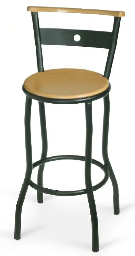Taburete con estructura tubular y Copete de madera barnizada TABURETE CHAMONIX
