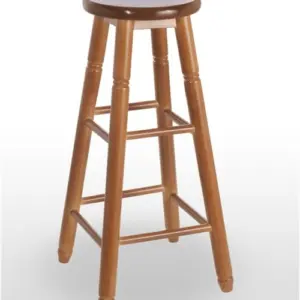Taburete de madera de pino con asiento de madera TABURETE COLONIAL BAJO