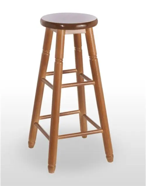 Taburete de madera de pino con asiento de madera TABURETE COLONIAL BAJO