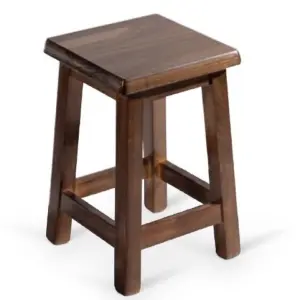 Taburete de madera de pino con asiento de madera TABURETE COLONIAL BAJO