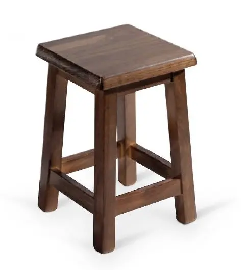 Taburete de madera de pino con asiento de madera TABURETE COLONIAL BAJO