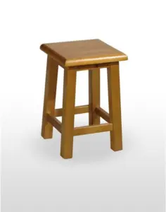 Taburete de madera de pino con asiento de madera TABURETE COLONIAL BAJO