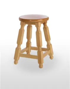 Taburete de madera de pino con asiento de madera TABURETE TOLEDO ALTO