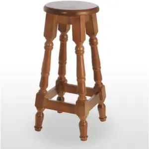 Taburete de madera de pino con asiento de madera TABURETE TOLEDO ALTO