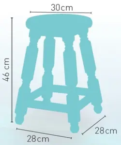 Taburete de madera de pino con asiento de madera TABURETE TOLEDO ALTO