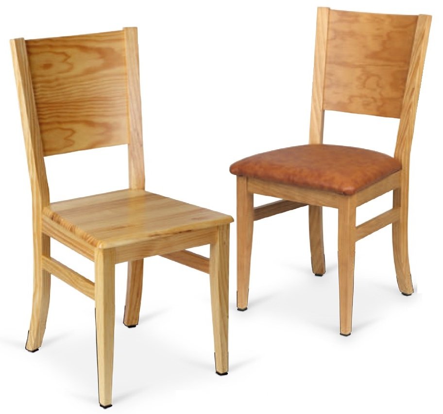 Silla de Madera de pino macizo acabado barniz con asiento en diferentes acabados RIOJA