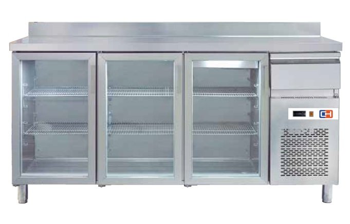 Frente Mostrador Refrigerado con Puertas de Vidrio 4 puertas de 2542 x600 x1045h mm FMCH-250V
