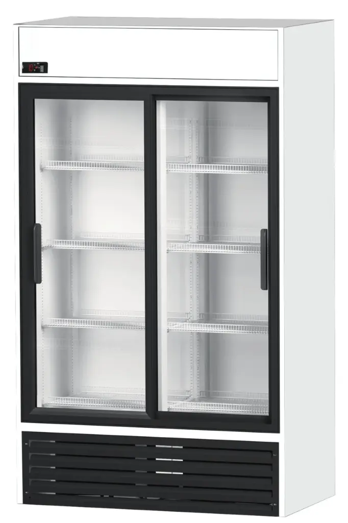 Armario Expositor Refrigerado 1000 litros 2 Puertas Correderas de Vidrio de 1250 x695 x2005h mm RVCS1000