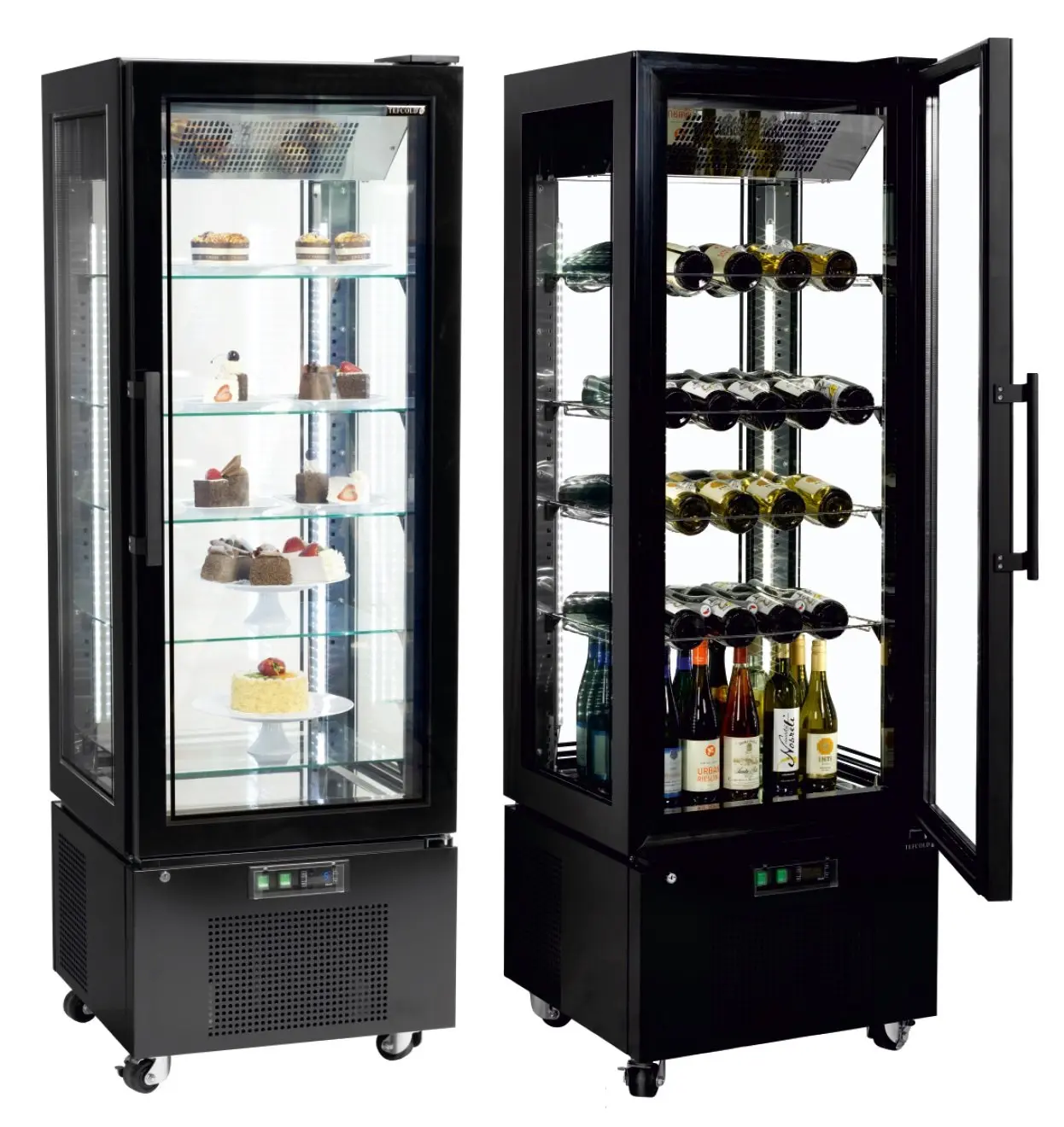 Armario Expositor Refrigerado 400 Litros 4 Caras de Cristal Línea VIBORG UPD400-C CLIMAHOSTELERIA