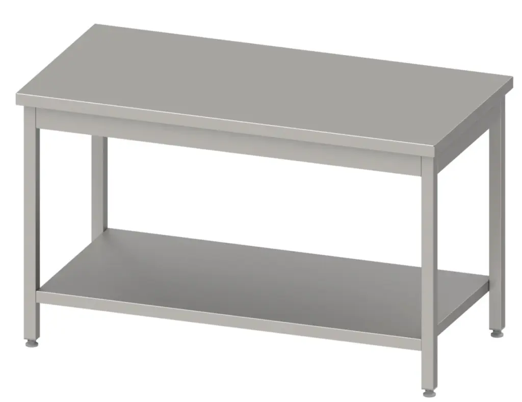 Mesa de Trabajo Acero Inoxidable Central CON Estante Fondo 600/700 a elegir Línea VARSOVIA MC67 CLIMAHOSTELERIA