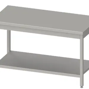 Mesa de Trabajo Acero Inoxidable Central CON Estante Fondo 600/700 a elegir Línea VARSOVIA MC67 CLIMAHOSTELERIA