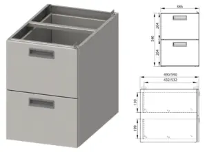 Módulos de Cajones para Mesa Mural Doble o Triple a elegir Línea VARSOVIA MCA CLIMAHOSTELERIA