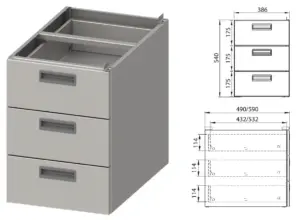 Módulos de Cajones para Mesa Mural Doble o Triple a elegir Línea VARSOVIA MCA CLIMAHOSTELERIA