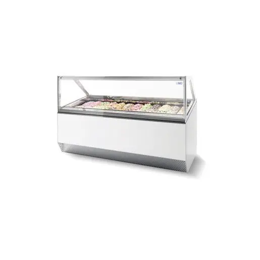 Vitrinas Refrigeradas Expositoras Heladerías con Cristal Curvo/Recto NEW MILLENNIUM EUROFRED