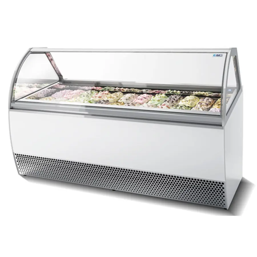 Vitrinas Refrigeradas Expositoras Heladerías con Cristal Curvo/Recto NEW MILLENNIUM EUROFRED