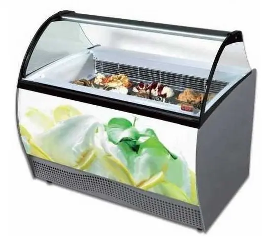 Vitrina Expositora Refrigerada Profesional para Heladerías Cristal Curvo COF BRAVA-BERMUDA DIFRIHO
