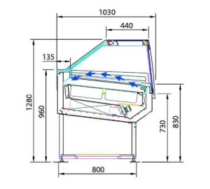 Vitrina Expositora Refrigerada Profesional para Heladerías Panelada o Base con Cristal Recto Línea POP DIFRIHO